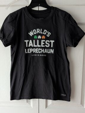 Life Is Good Black 'World's Tallest Leprechaun' Short Sleeve Tee
